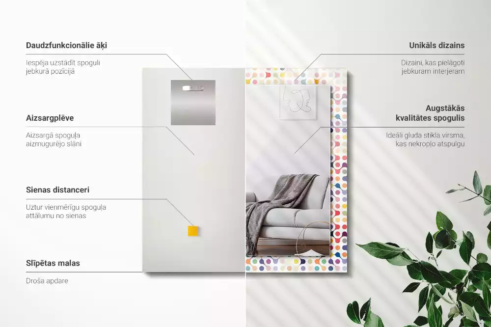 Lustro z nadrukiem prostokątne kolorowy deseń geometryczny