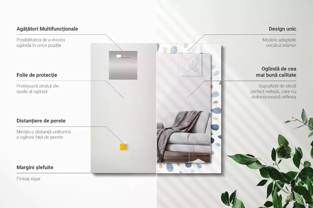Lustro z nadrukiem dekoracyjne prostokątne abstrakcyjny motyw mandali