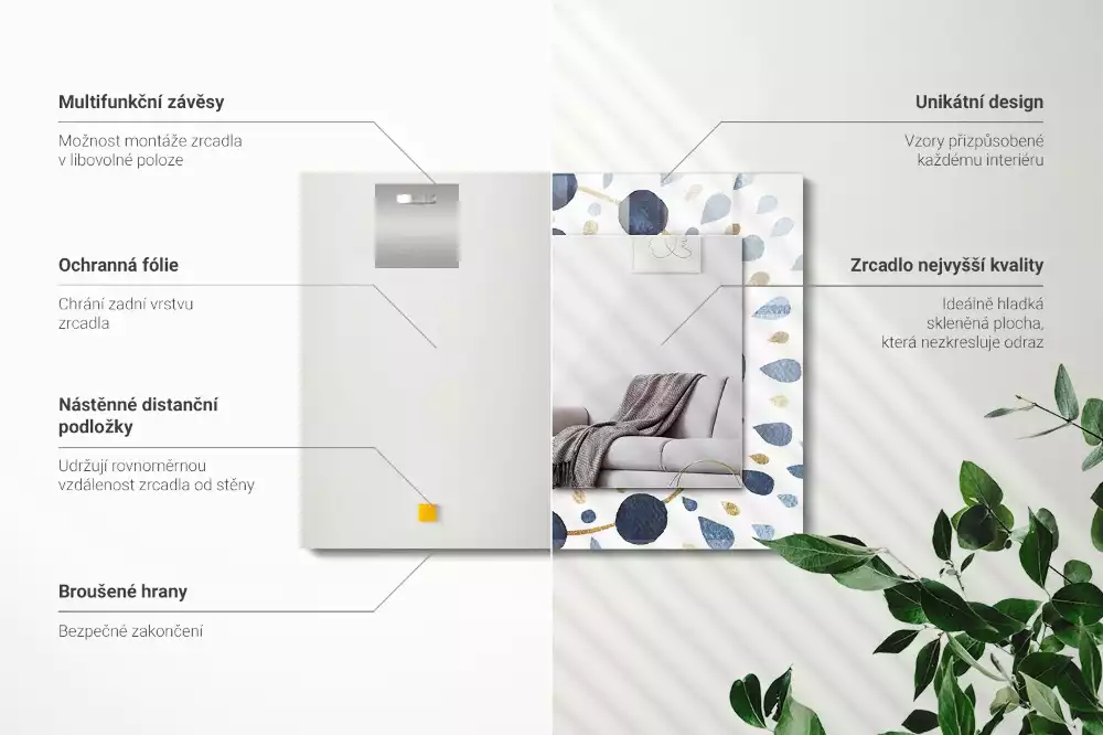 Lustro z nadrukiem dekoracyjne prostokątne abstrakcyjny motyw mandali