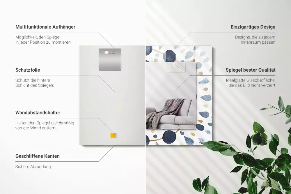 Lustro z nadrukiem dekoracyjne prostokątne abstrakcyjny motyw mandali
