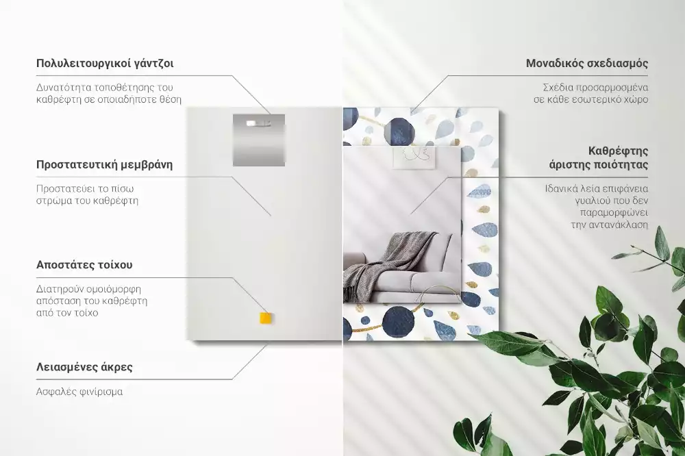 Lustro z nadrukiem dekoracyjne prostokątne abstrakcyjny motyw mandali