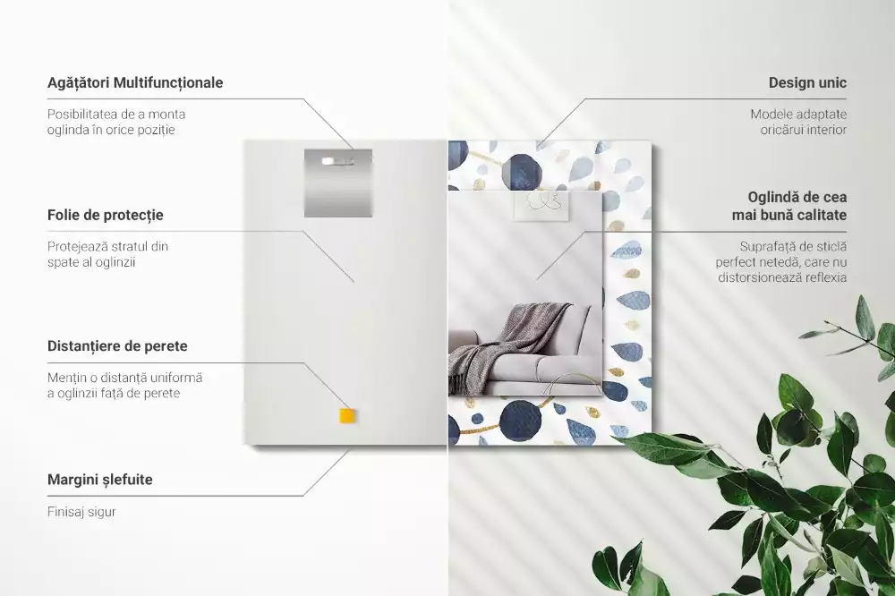 Lustro z nadrukiem dekoracyjne prostokątne abstrakcyjny motyw mandali