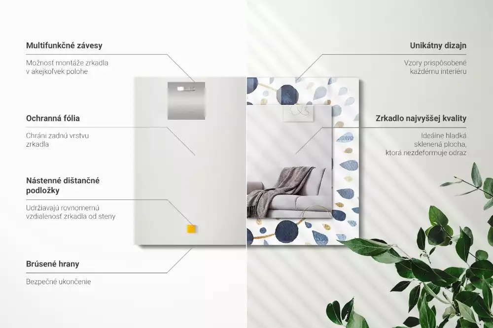 Lustro z nadrukiem dekoracyjne prostokątne abstrakcyjny motyw mandali