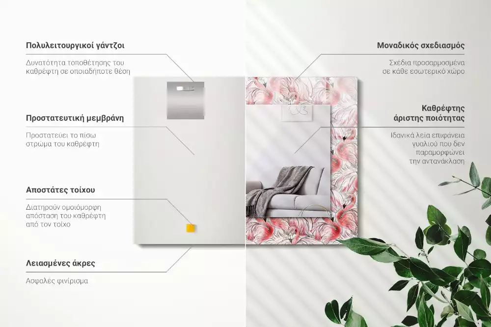 Lustro dekoracyjne prostokątne różowe flamingi