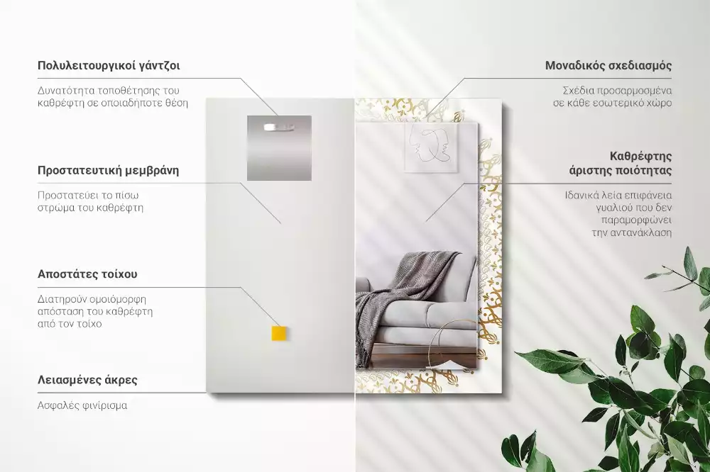 Lustro z drukowaną ramką prostokątne motyw mandali