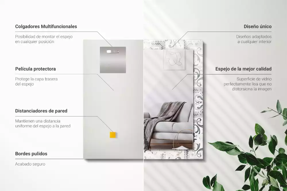 Lustro dekoracyjne prostokątne deseń kafelkowy z ornamentami