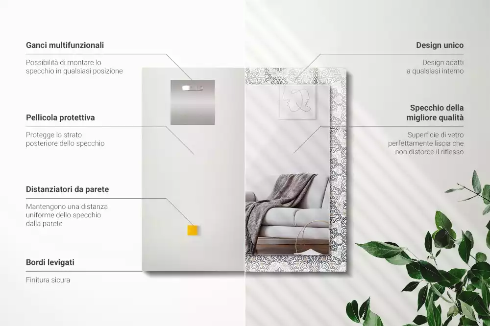 Lustro z nadrukiem prostokątne deseń w ornamenty