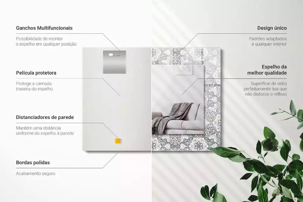 Lustro z nadrukiem prostokątne deseń w ornamenty