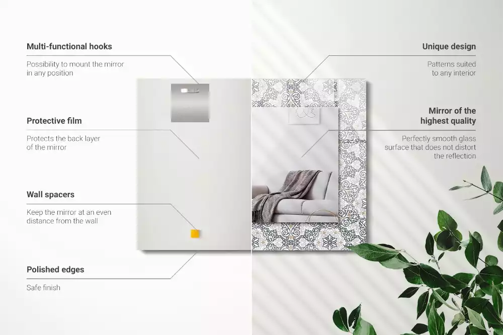 Lustro z nadrukiem prostokątne deseń w ornamenty