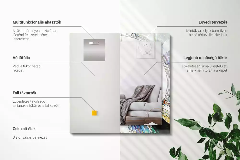 Lustro z drukowaną ramką prostokątne abstrakcyjna mozaika z okręgów