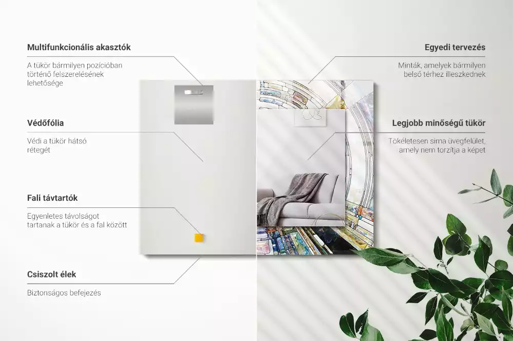 Lustro z drukowaną ramką prostokątne abstrakcyjna mozaika z okręgów