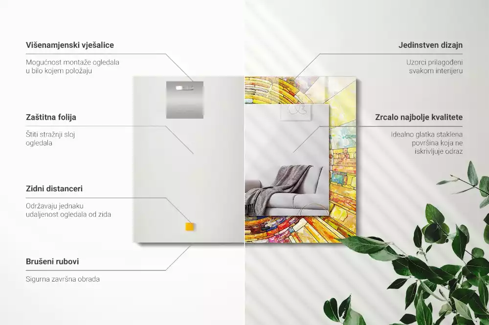 Lustro z nadrukiem prostokątne barwna mozaika abstrakcyjna