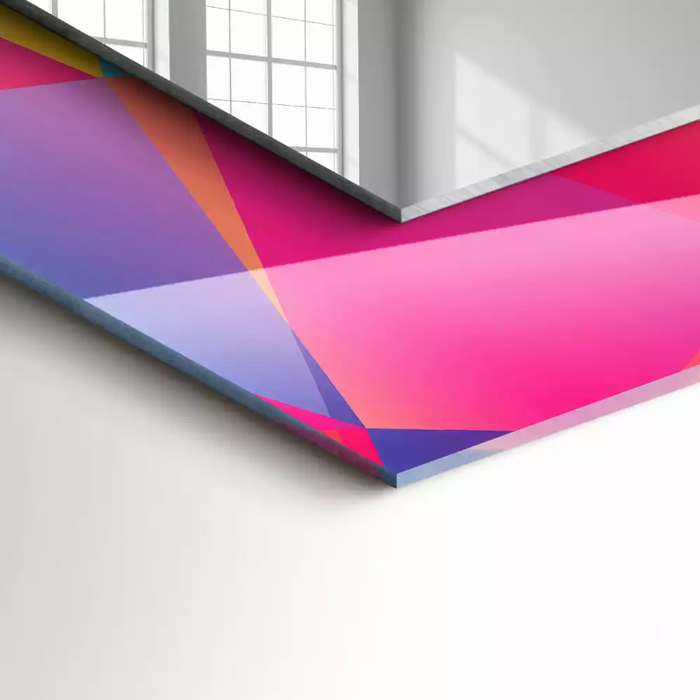 Lustro ramka z nadrukiem prostokątne barwne desenie geometryczne