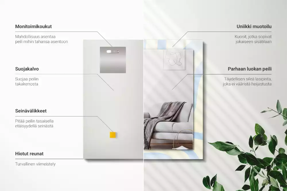 Lustro z drukowaną ramką prostokątne abstrakcyjne desenie faliste