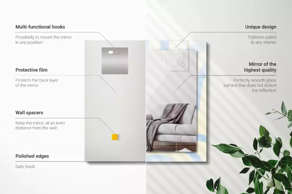 Lustro z drukowaną ramką prostokątne abstrakcyjne desenie faliste