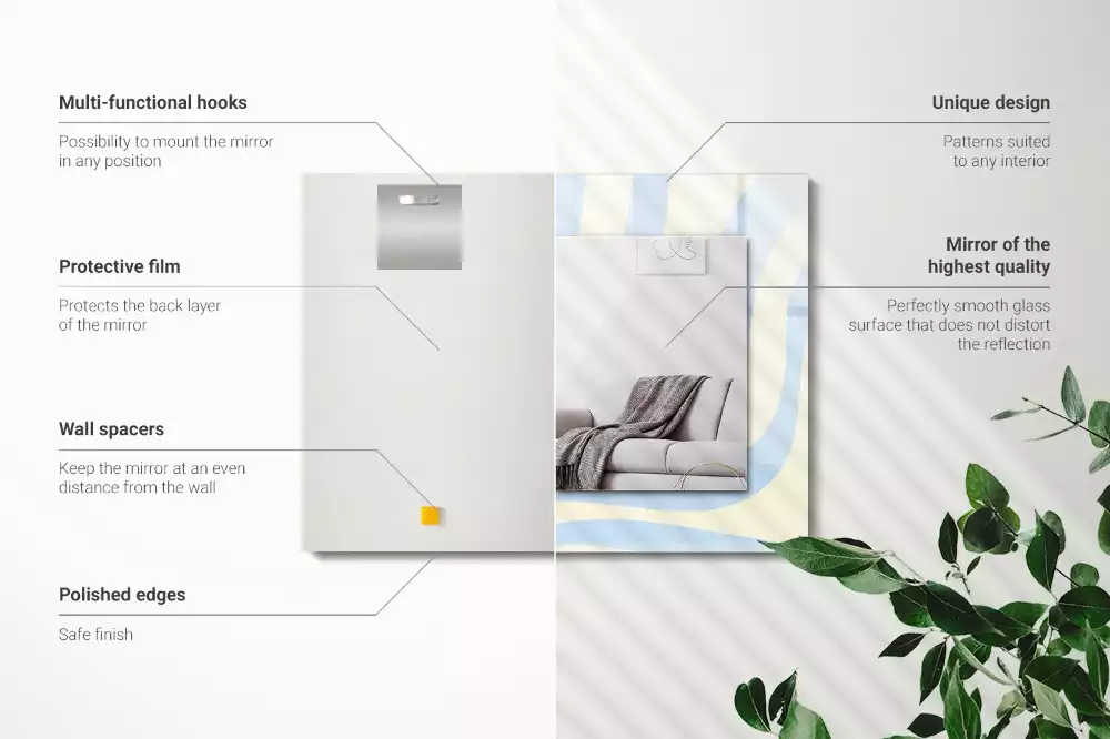 Lustro z drukowaną ramką prostokątne abstrakcyjne desenie faliste