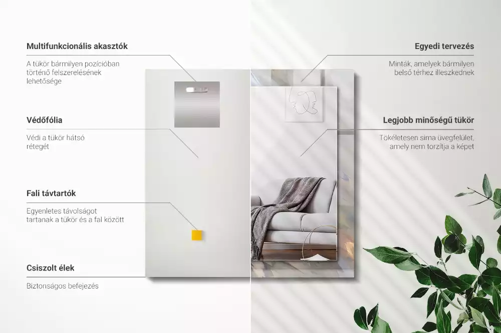 Lustro z nadrukiem dekoracyjne prostokątne abstrakcyjne barwne desenie