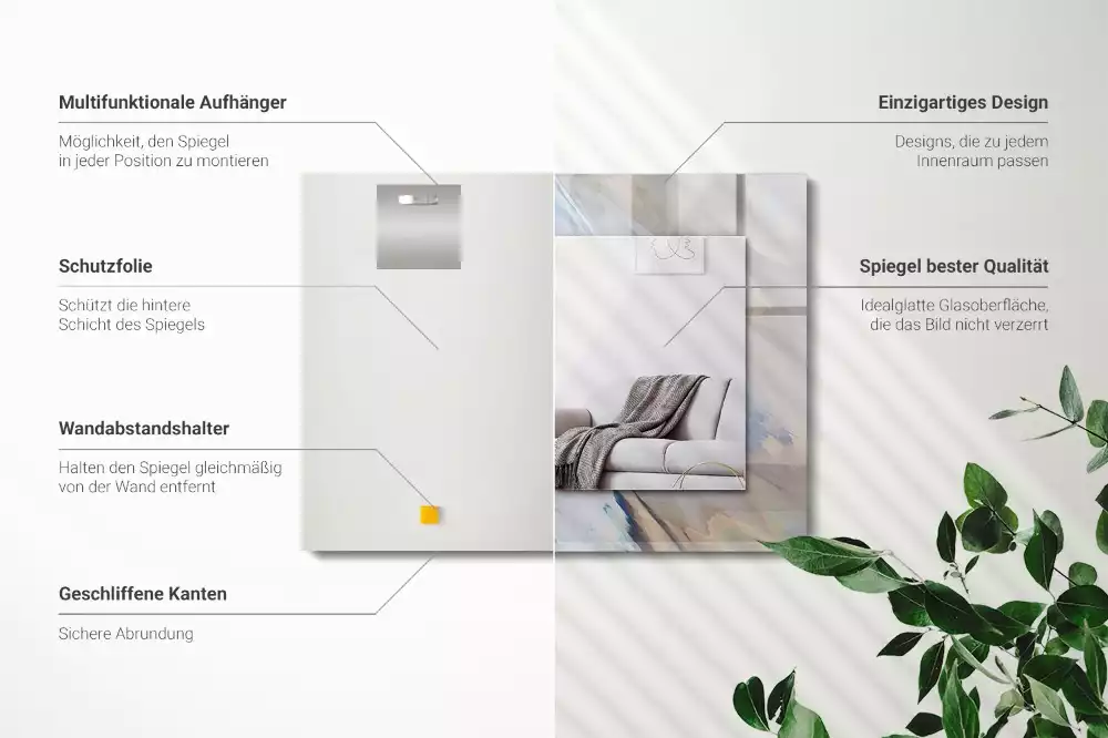 Lustro z nadrukiem dekoracyjne prostokątne abstrakcyjne barwne desenie