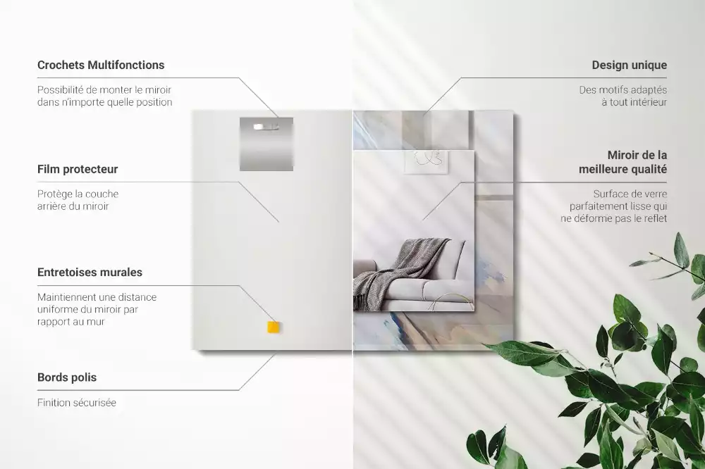Lustro z nadrukiem dekoracyjne prostokątne abstrakcyjne barwne desenie