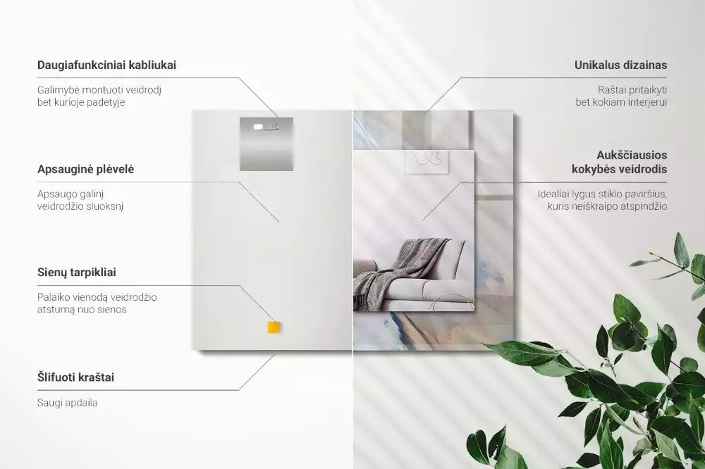 Lustro z nadrukiem dekoracyjne prostokątne abstrakcyjne barwne desenie