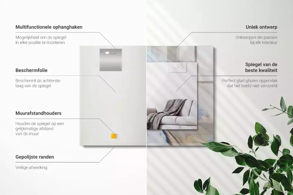 Lustro z nadrukiem dekoracyjne prostokątne abstrakcyjne barwne desenie