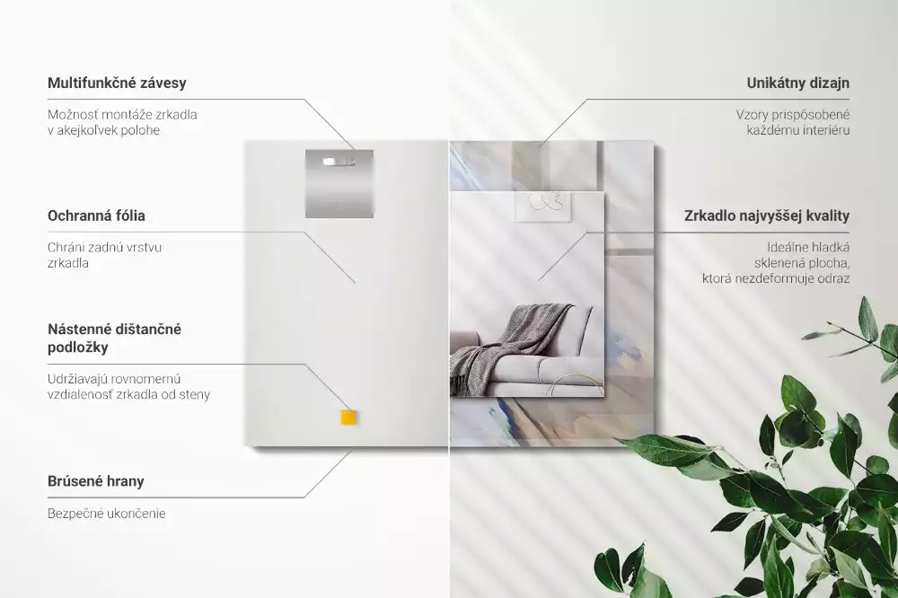 Lustro z nadrukiem dekoracyjne prostokątne abstrakcyjne barwne desenie