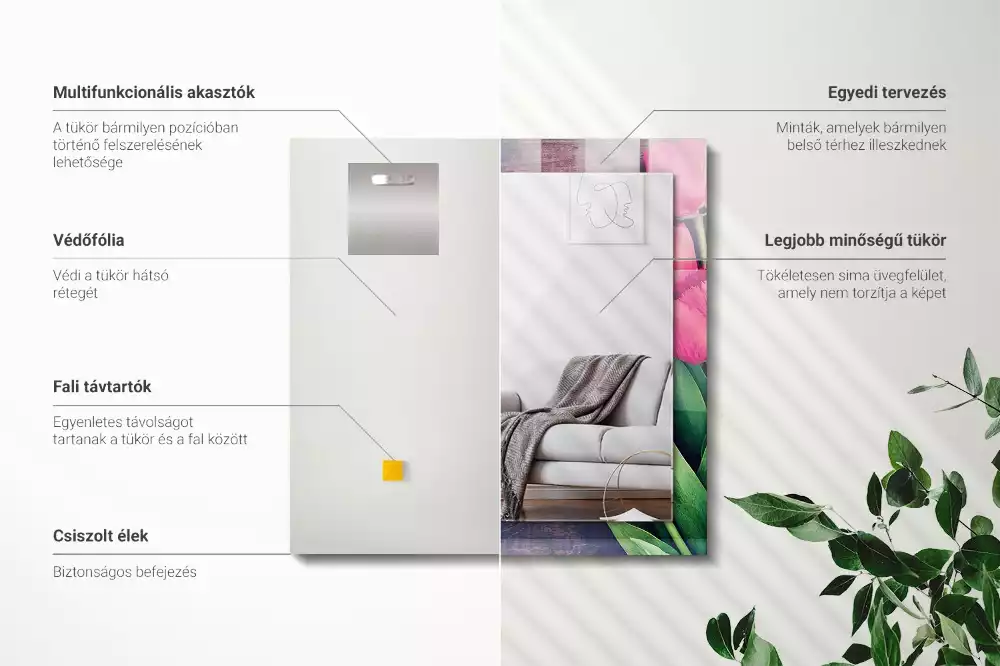 Lustro dekoracyjne prostokątne różowe tulipany na drewnie