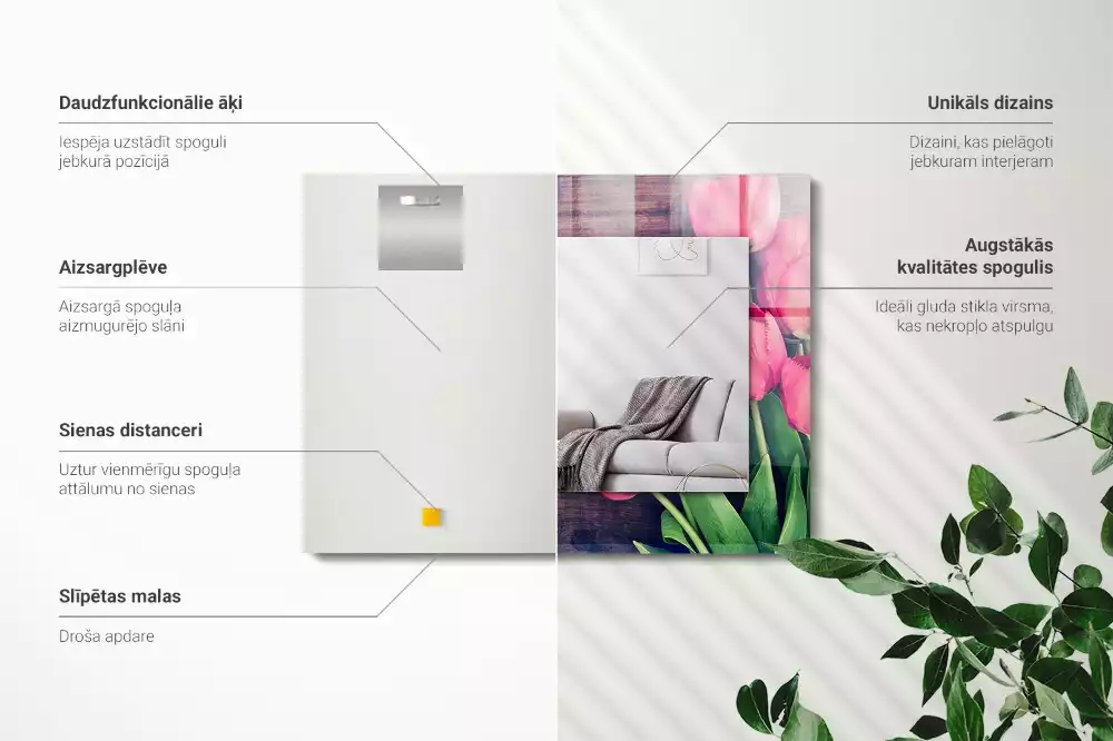 Lustro dekoracyjne prostokątne różowe tulipany na drewnie