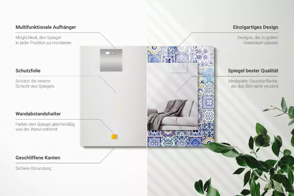 Lustro z nadrukiem prostokątne kolorowa mozaika z kafelek