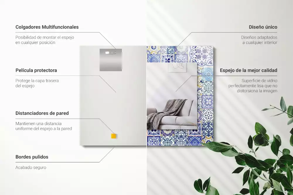 Lustro z nadrukiem prostokątne kolorowa mozaika z kafelek