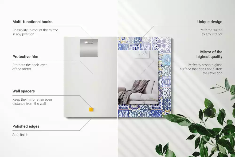 Lustro z nadrukiem prostokątne kolorowa mozaika z kafelek