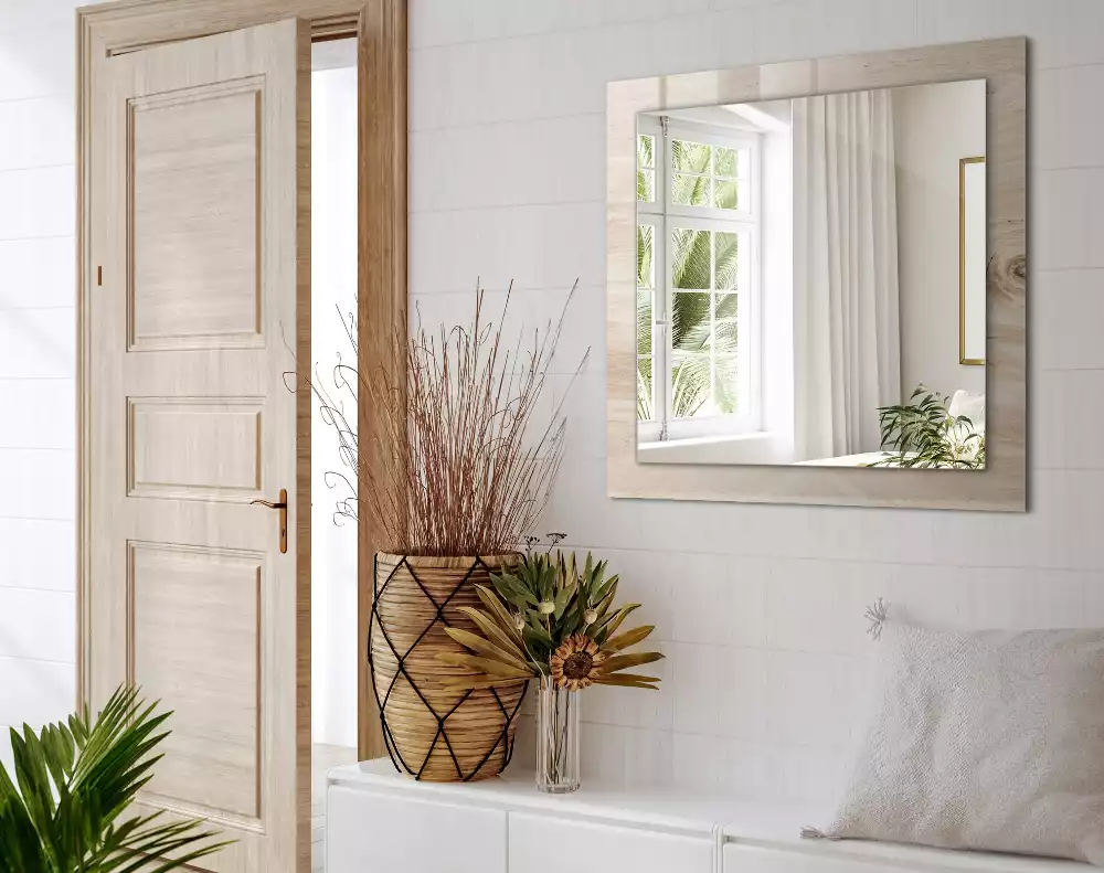 Lustro z nadrukiem prostokątne drewno z sękami