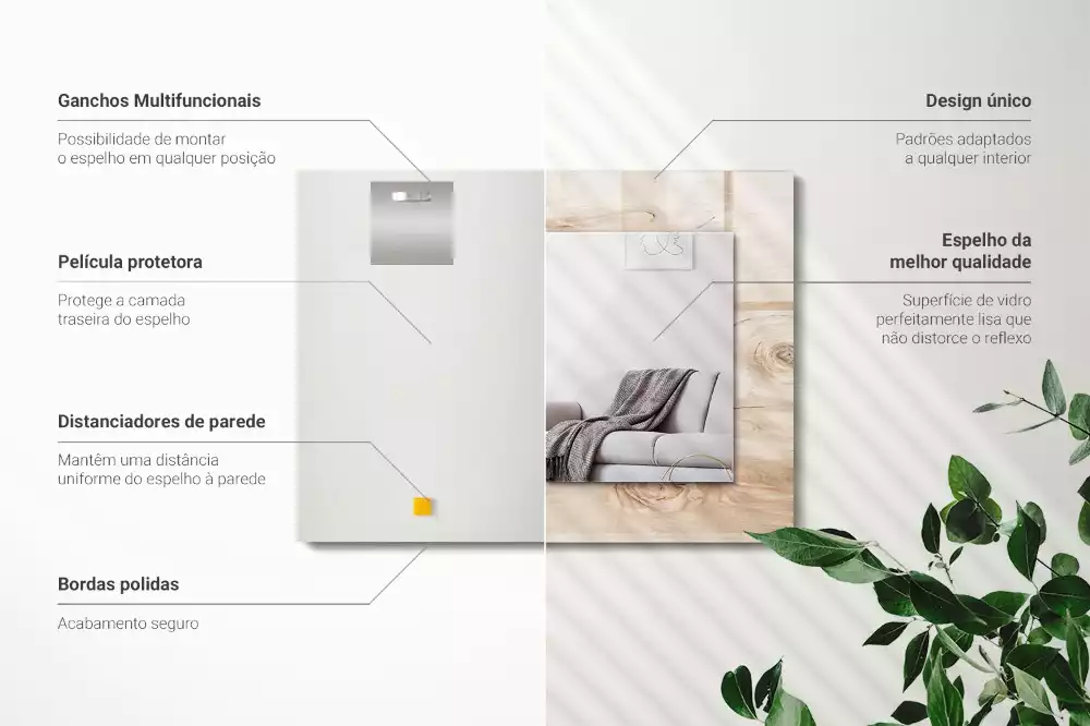 Lustro z nadrukiem prostokątne drewno z sękami