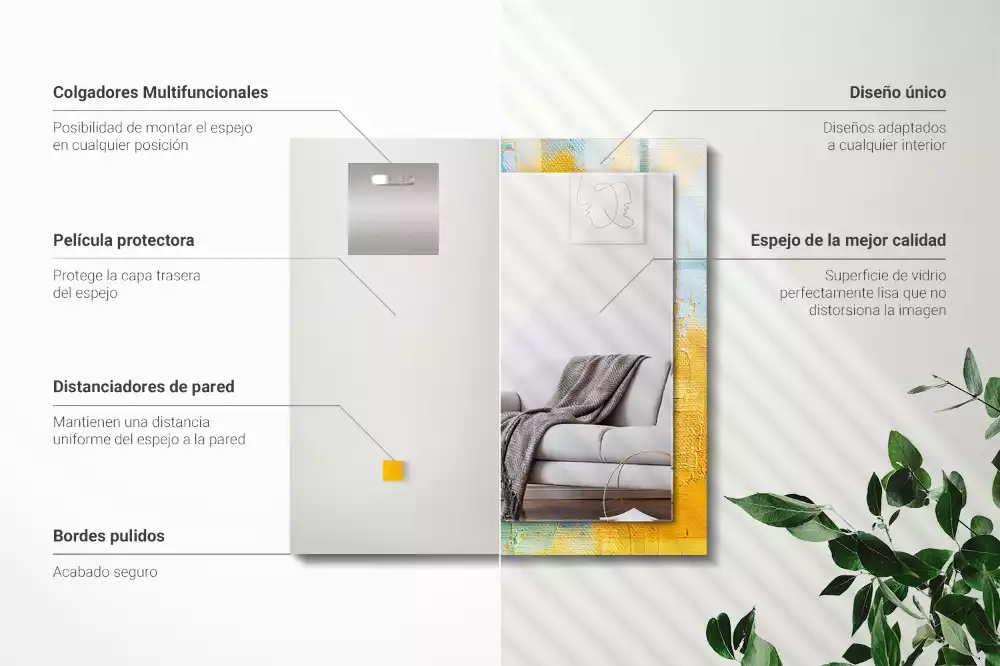Lustro z nadrukiem prostokątne abstrakcyjny obraz olejny