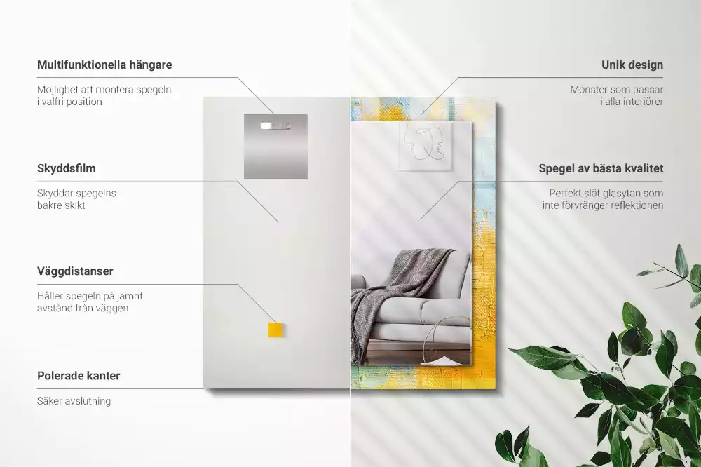 Lustro z nadrukiem prostokątne abstrakcyjny obraz olejny