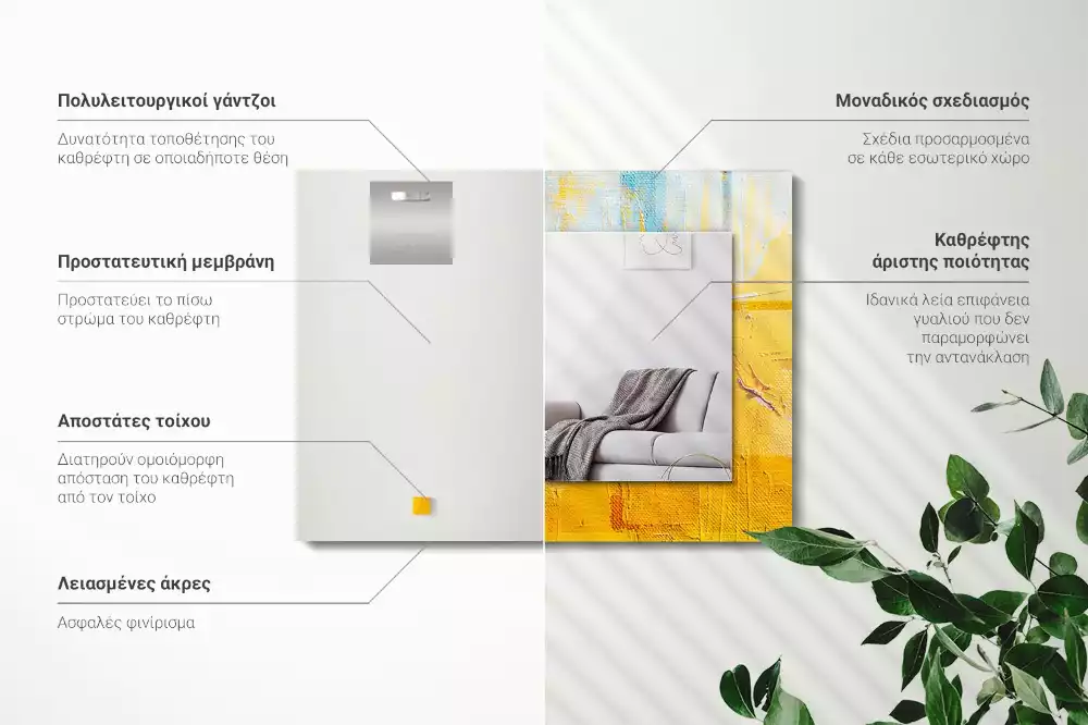 Lustro z nadrukiem prostokątne abstrakcyjny obraz olejny