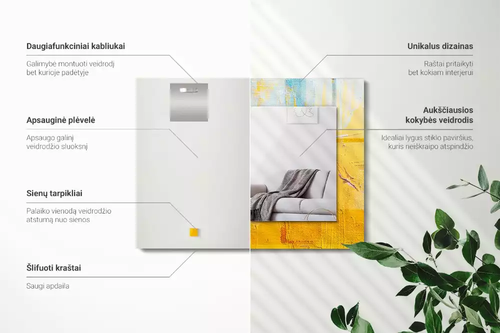 Lustro z nadrukiem prostokątne abstrakcyjny obraz olejny