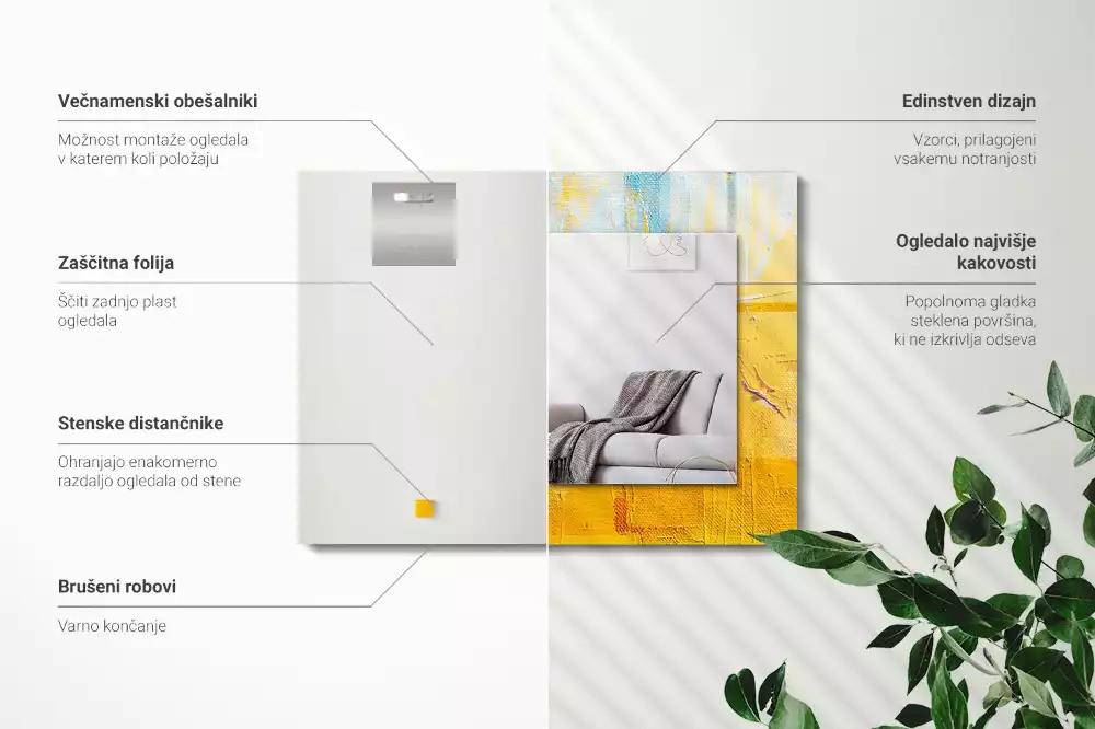 Lustro z nadrukiem prostokątne abstrakcyjny obraz olejny