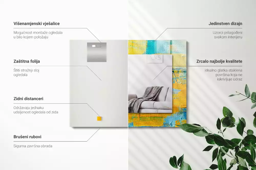 Lustro z nadrukiem prostokątne abstrakcyjny obraz olejny