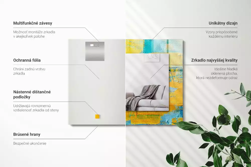 Lustro z nadrukiem prostokątne abstrakcyjny obraz olejny