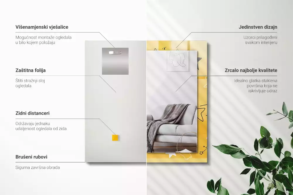 Lustro z nadrukiem dekoracyjne prostokątne rysunki różnorodnych gwiazd