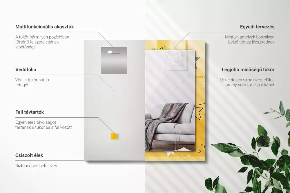 Lustro z nadrukiem dekoracyjne prostokątne rysunki różnorodnych gwiazd