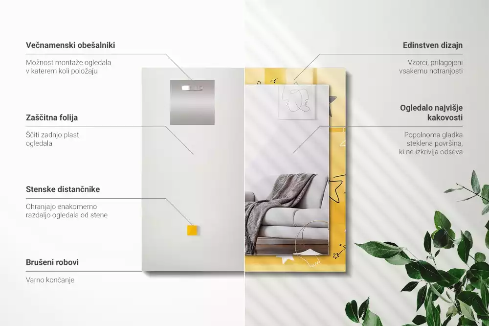 Lustro z nadrukiem dekoracyjne prostokątne rysunki różnorodnych gwiazd