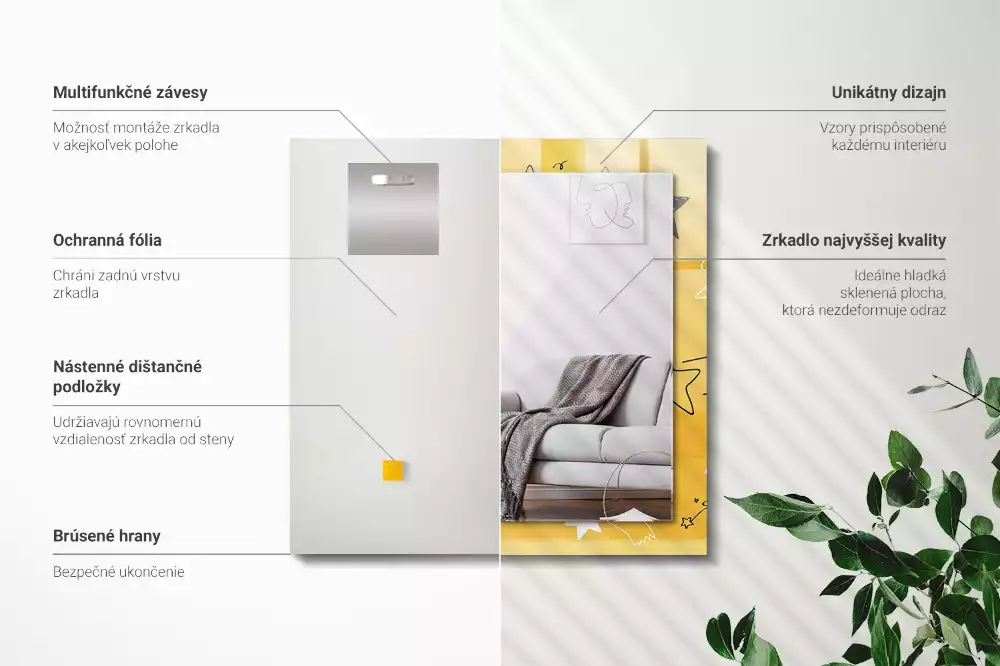 Lustro z nadrukiem dekoracyjne prostokątne rysunki różnorodnych gwiazd