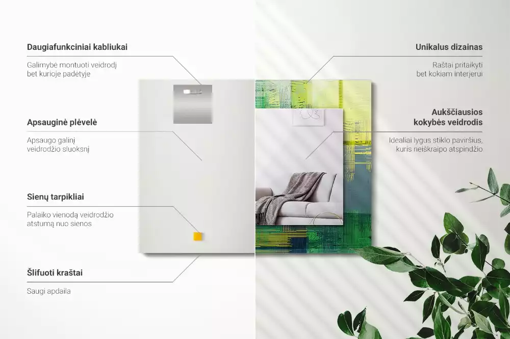 Lustro ramka z nadrukiem prostokątne abstrakcyjna harmonia kolorów