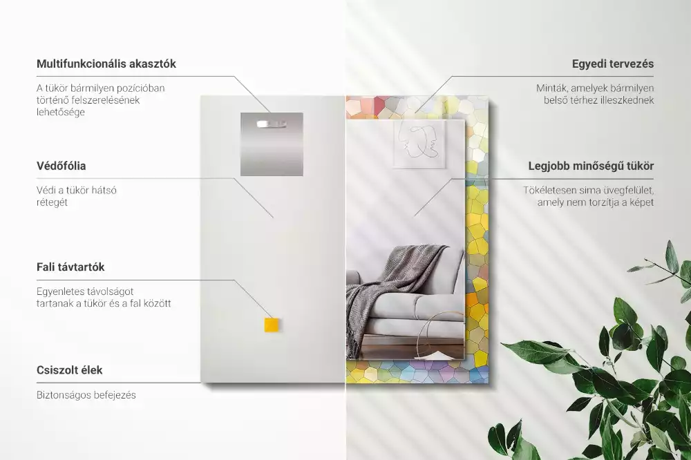 Lustro dekoracyjne prostokątne barwna mozaika abstrakcyjna