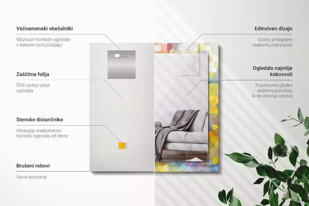 Lustro dekoracyjne prostokątne barwna mozaika abstrakcyjna