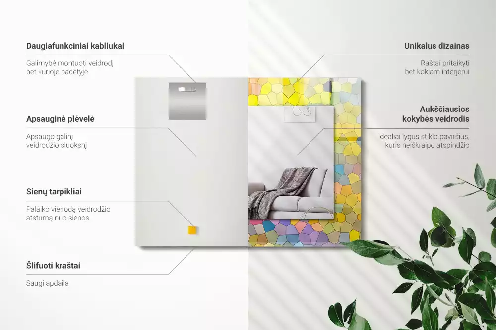 Lustro dekoracyjne prostokątne barwna mozaika abstrakcyjna