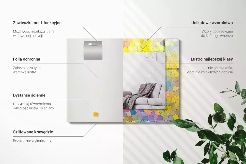 Lustro dekoracyjne prostokątne barwna mozaika abstrakcyjna
