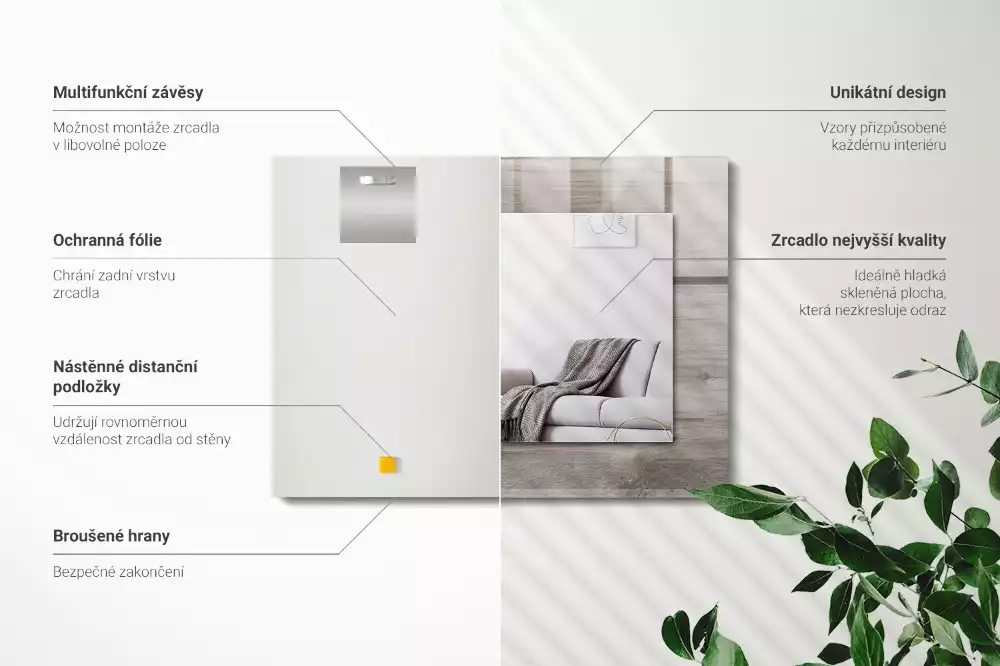 Lustro z nadrukiem prostokątne struktura deski drewnianej